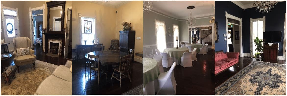 Collage showing multiple rooms on the property